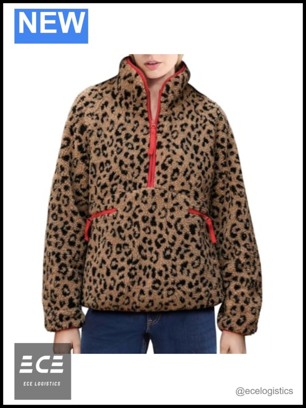 Fuzzy Half Zip Fleece Jacket Sherpa Pullover Chunky Teddy Winter Coat